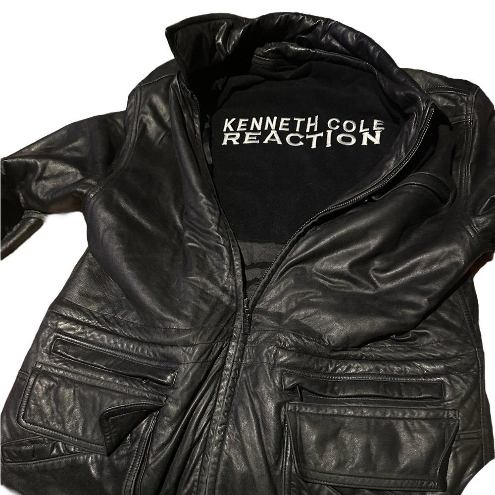 Vintage Kenneth Cole Reaction men’s  black leather jacket size Medium